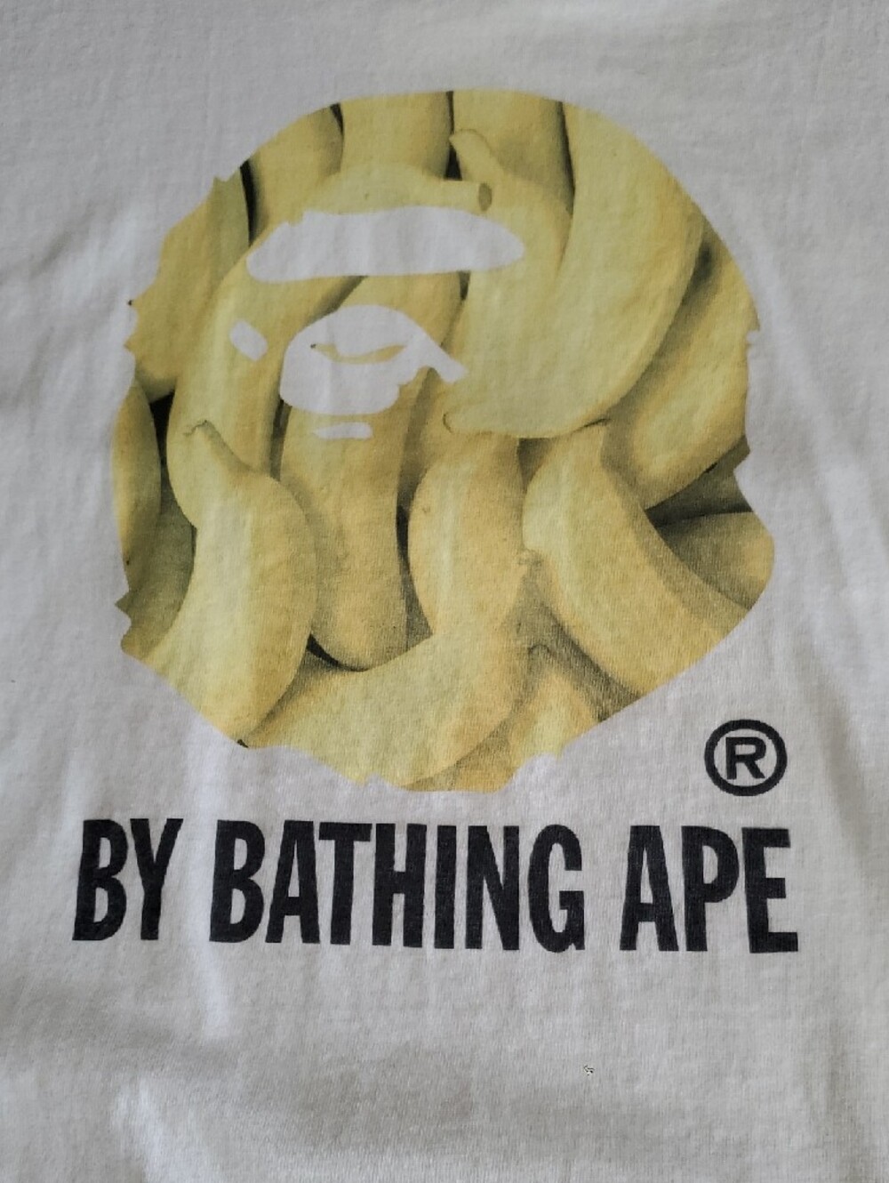 Bape White Short Sleeve Tee with Yellow Banana Ape Head Graphic - Picture 2 of 6